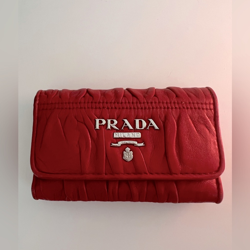 Prada Key Wallet in Red Nappa Leather